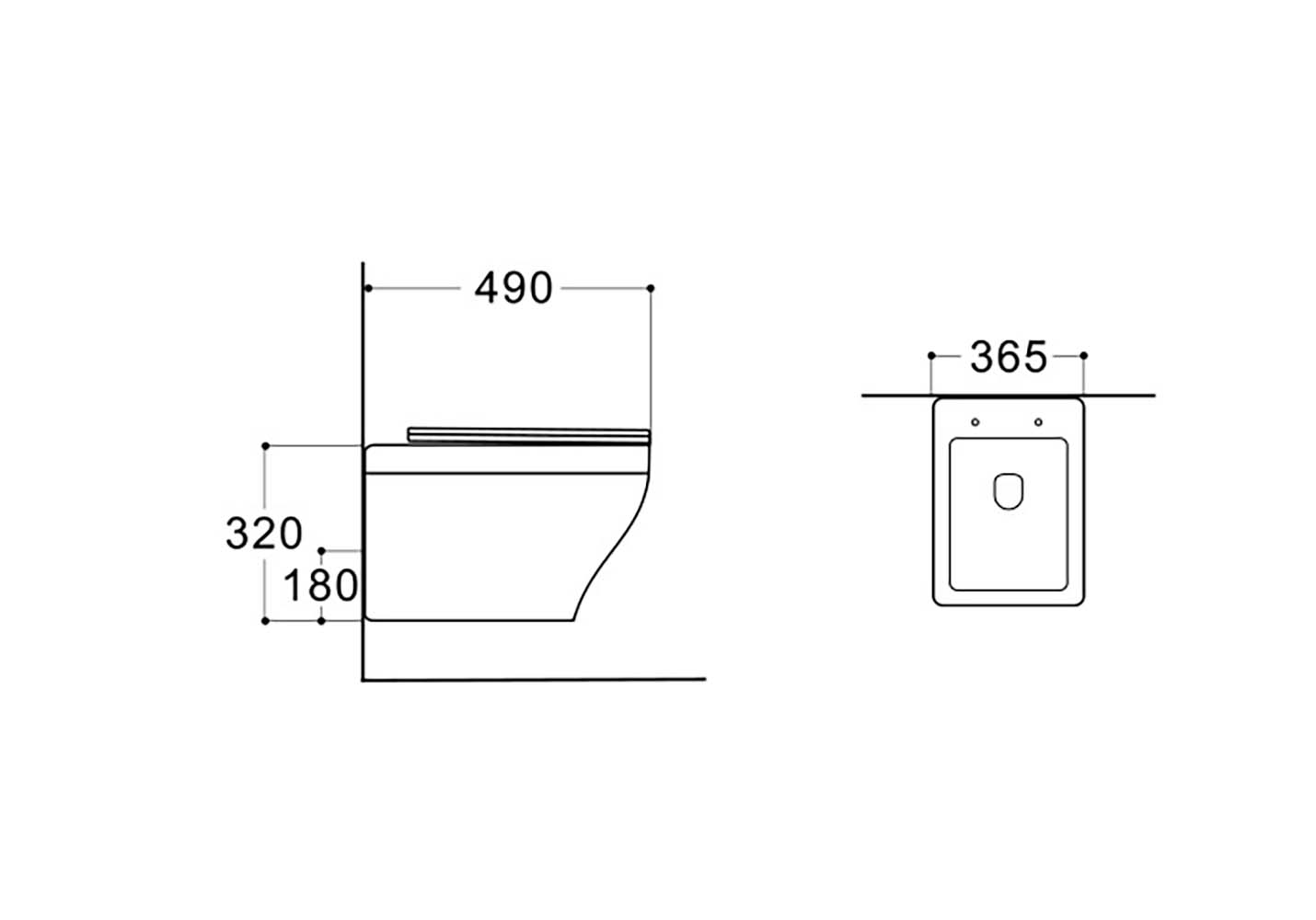 Унитаз-компакт подвесной AQUATEK АМАДЕО 490*360*320 мм, безободковый, тонкое сиденье 