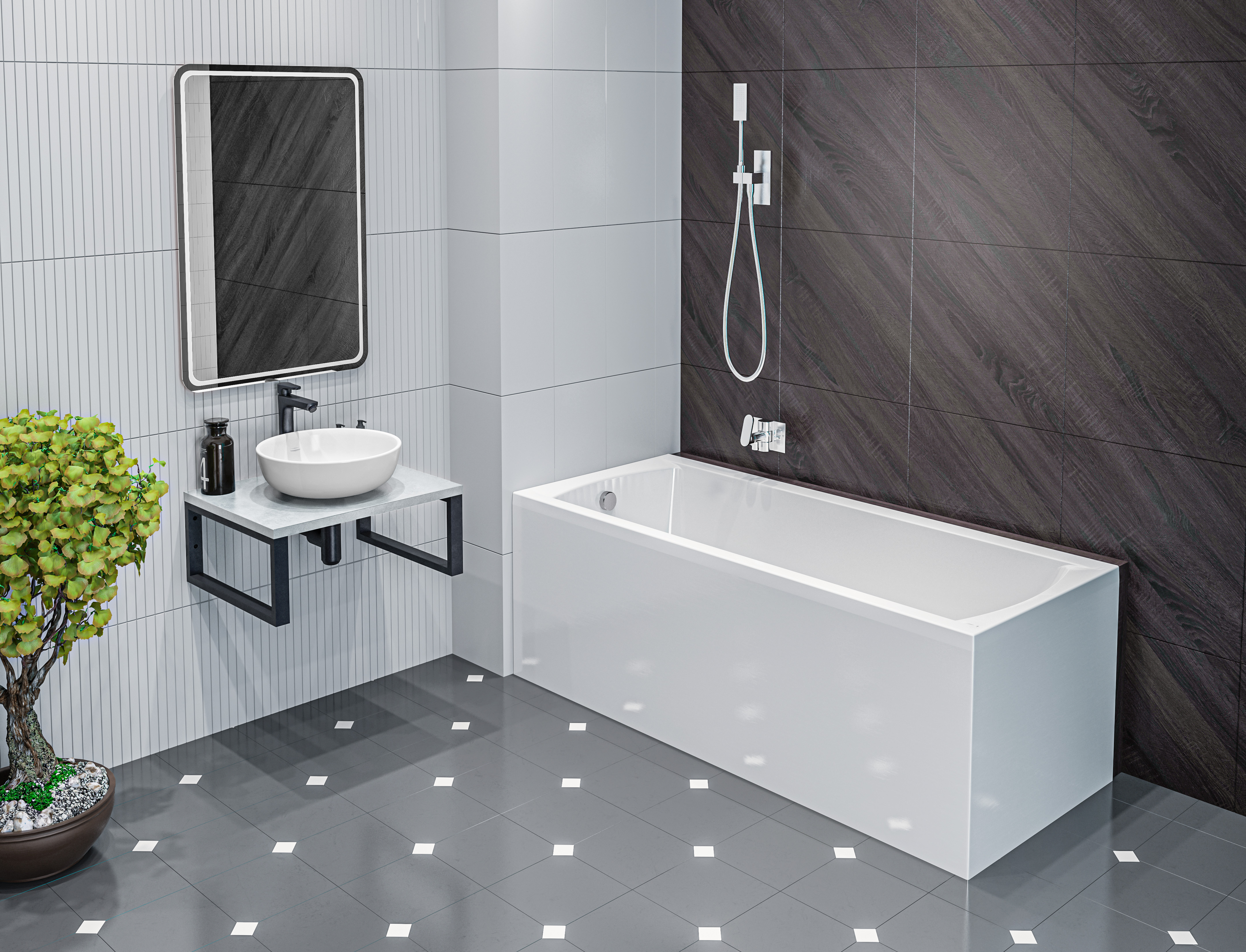 Ванна акриловая Marka One MODERN 170х70 Прямоугольная Белая 01мод1770