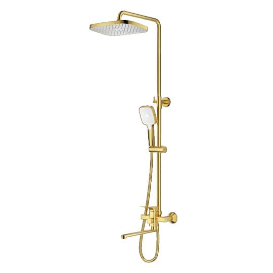 Душевая система Prohanss P62.24.03 для ванны и душа с тропическим душем поворотный излив 25 см, золотой сатин
