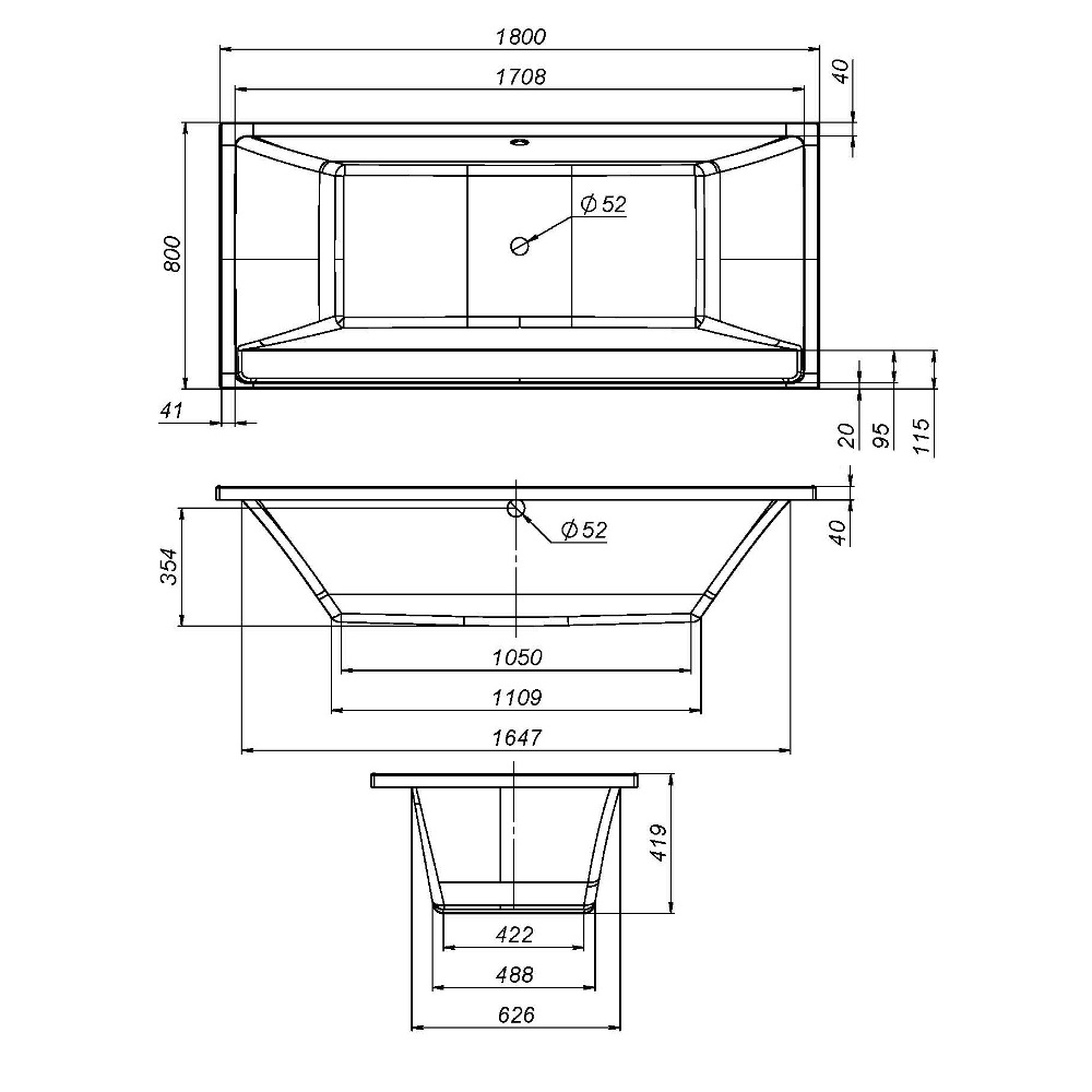 W52A-180-080W-R Inspire V2.0 каркас для ванны 180х80 , комплект