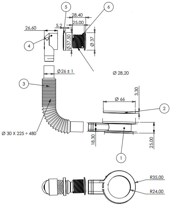 Слив-перелив для литьевых раковин Aquanet хром