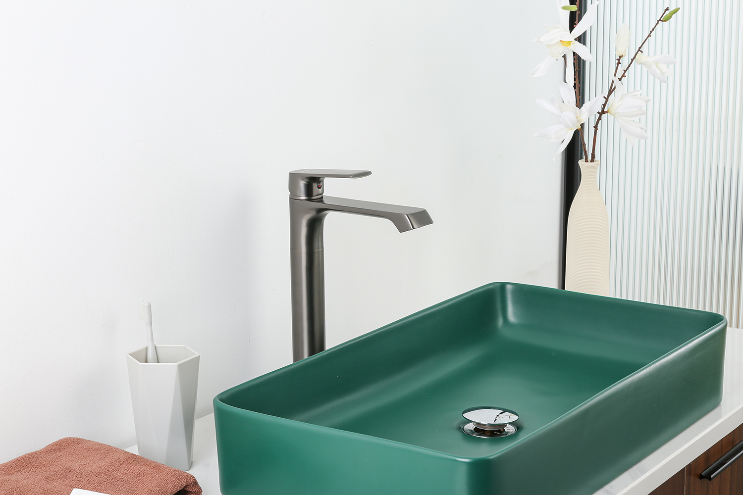 Смеситель для раковины высокий оружейная сталь FRAP F1071-29