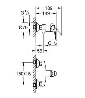 Смеситель для душа BauFlow, хром 23632000