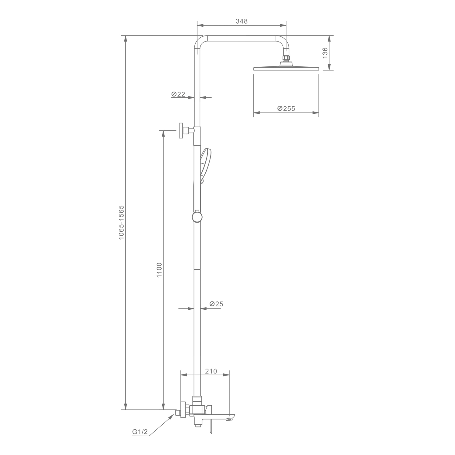 Душевая система Raglo для ванны и душа излив поворотный 15 см, черный R03.24.06