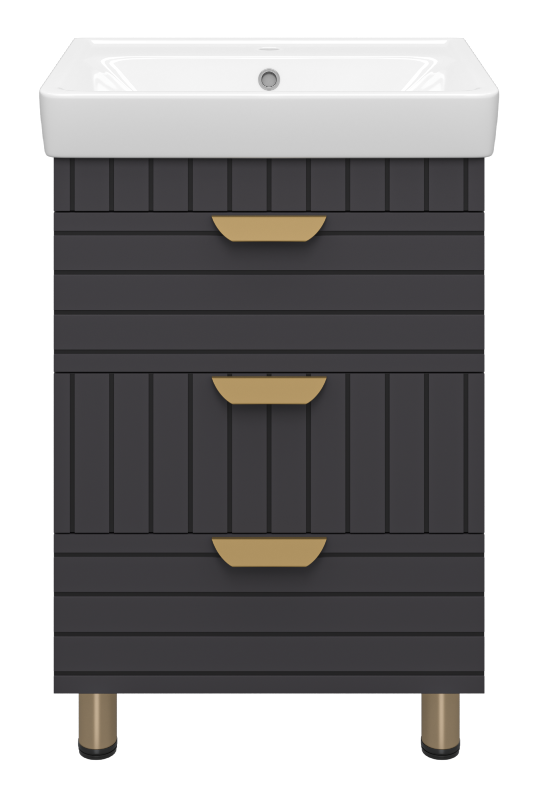 Тумба с 3 ящ. напольная, графит + раковина GLOSTER - 60 