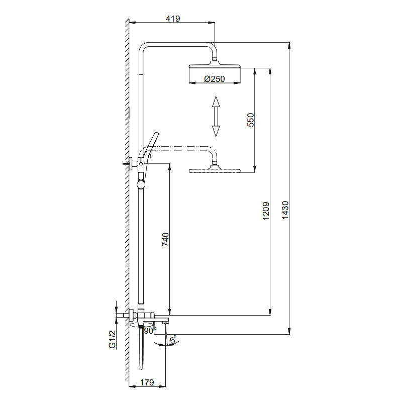Душевая система черный FRAP F2485-6