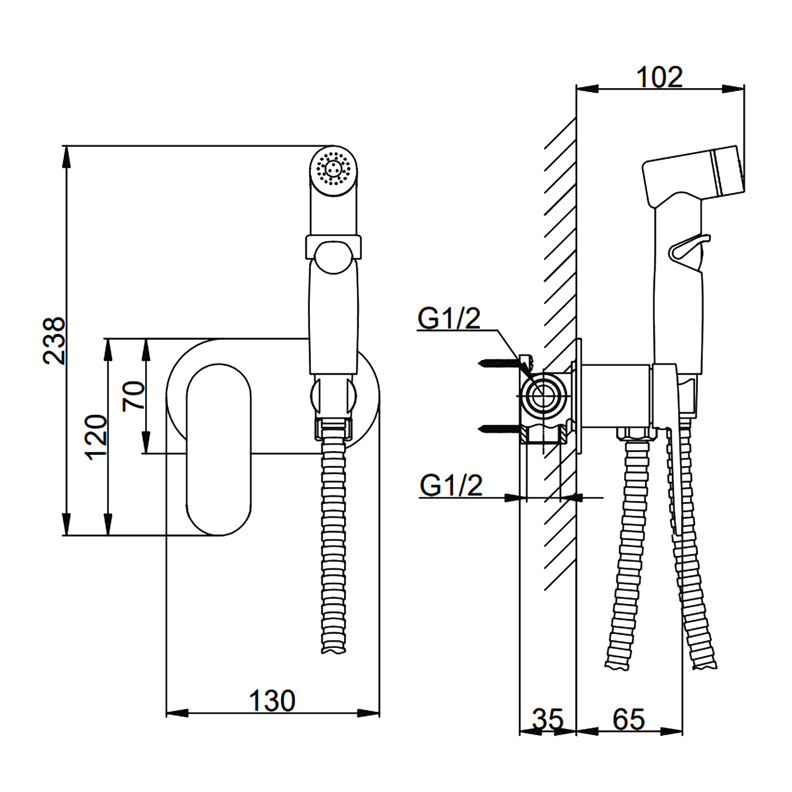 Встраиваемый гигиенический душ черный FRAP F2085-6