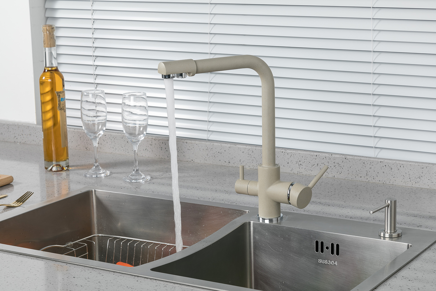 Смеситель для кухни с фильтром питьевой воды бежевый FRUD R43053-20