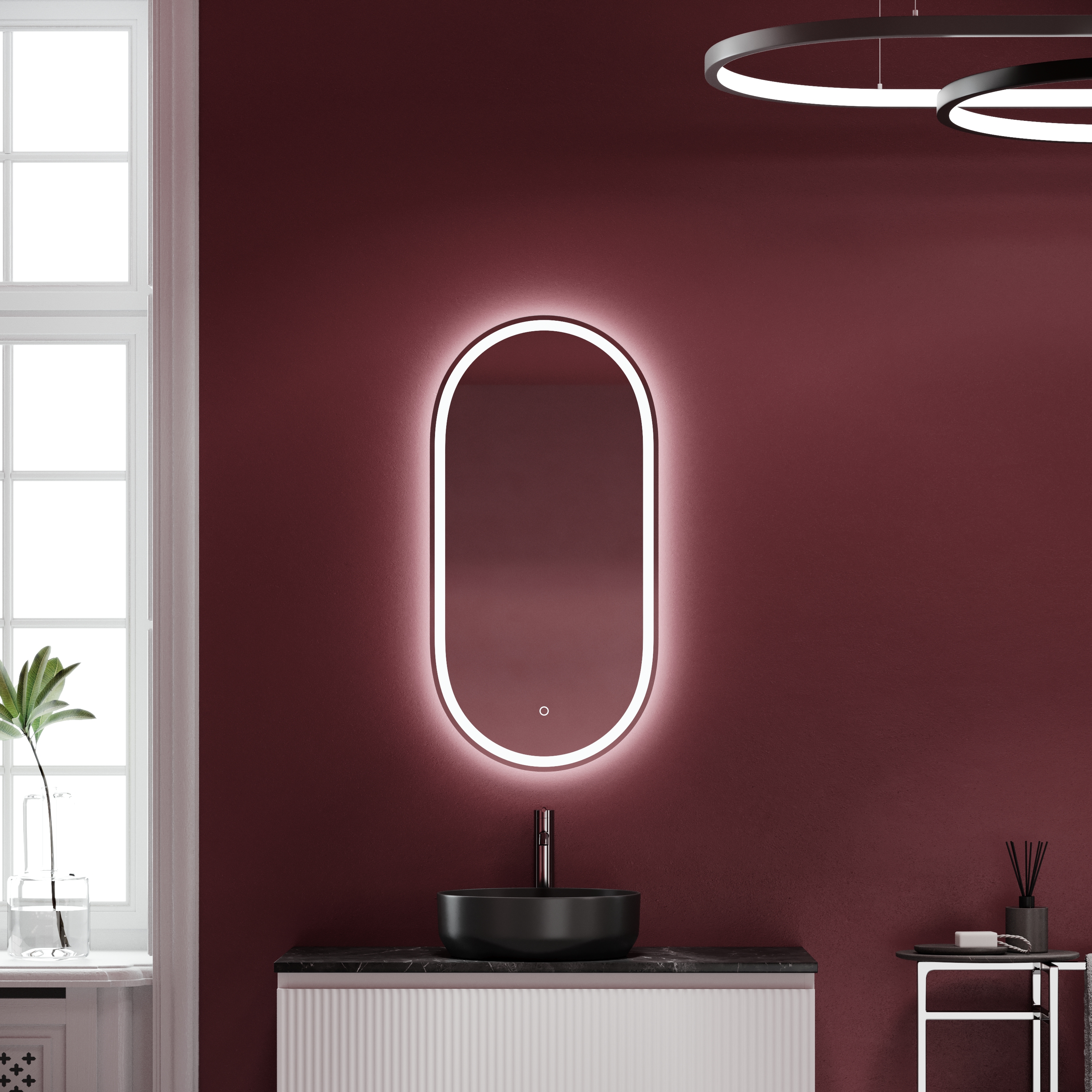 Зеркало Sancos Овал / Oval OV45F 45x90 светодиодная подсветка 