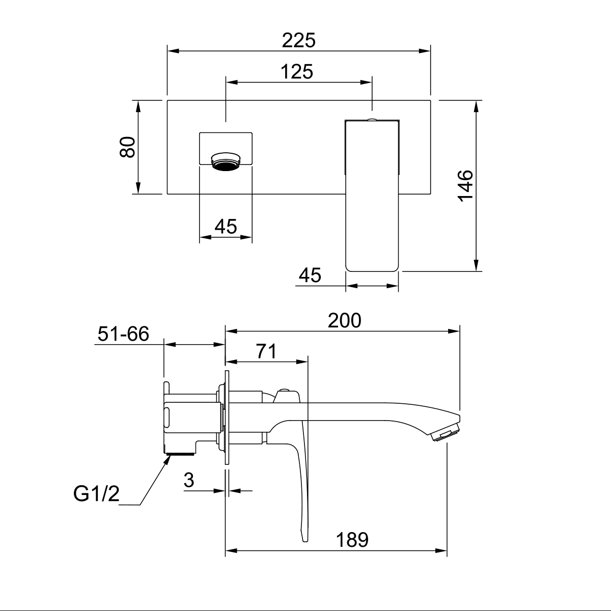 Смеситель Raglo для раковины встраиваемый монолитный, хром R01.11