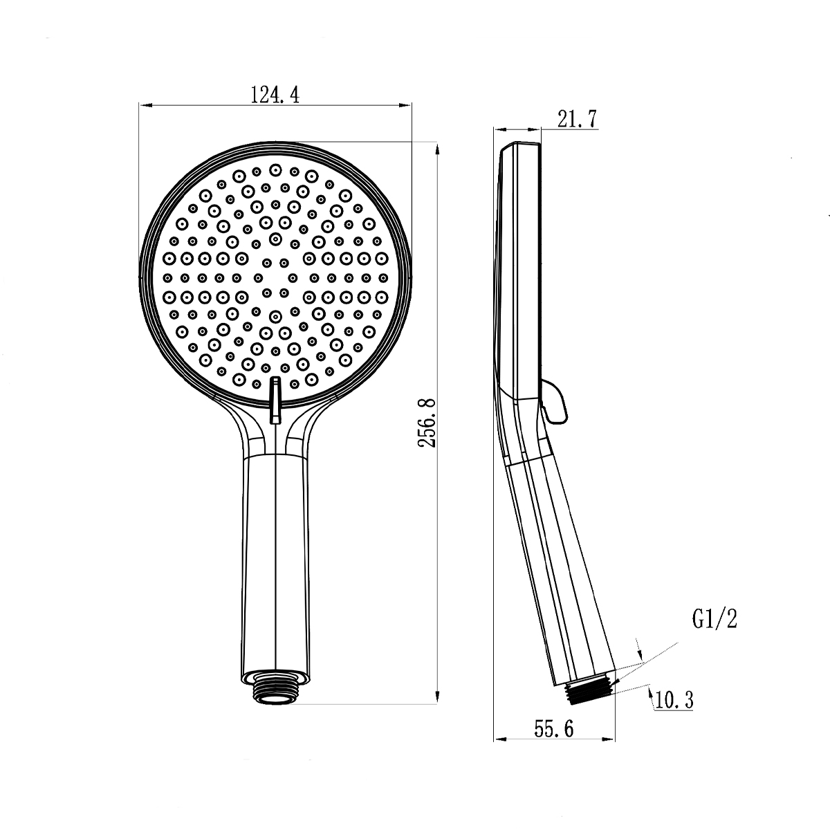 Лейка душевая Raglo R450.50 3-х режимная круглая пластик/силикон, хром