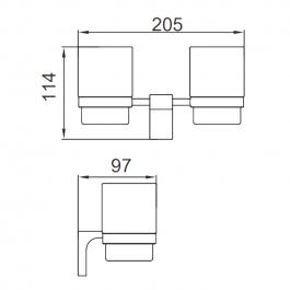Держатель + 2 Стакана черный FRAP F30608-6