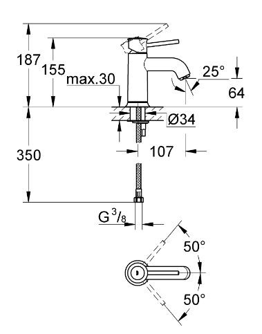 Смеситель для раковины BauClassic, хром 23162000