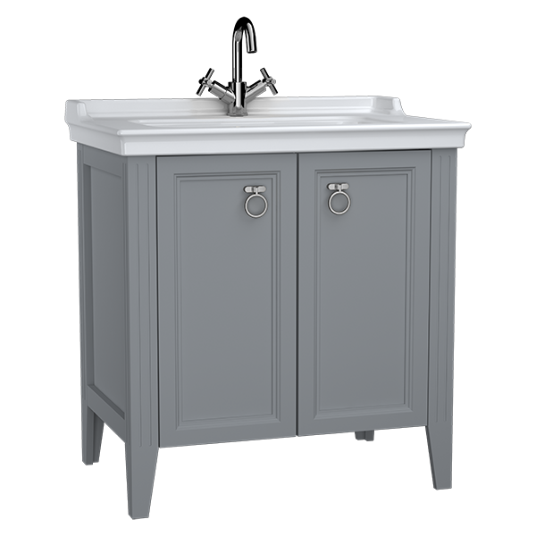 62154 Valarte тумба 80 см с раковиной с дверцами цвет серый матовый VITRA