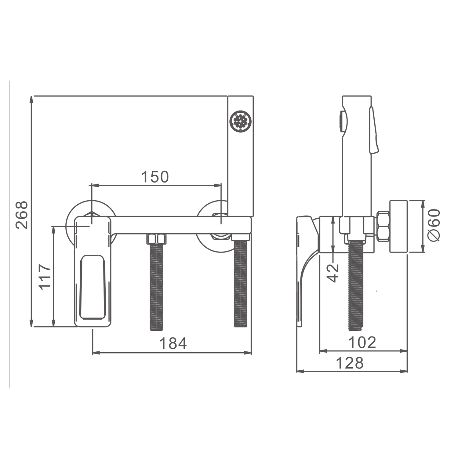 Смеситель Splenka S55.51.03 с гигиеническим душем настенный , сатин золотой