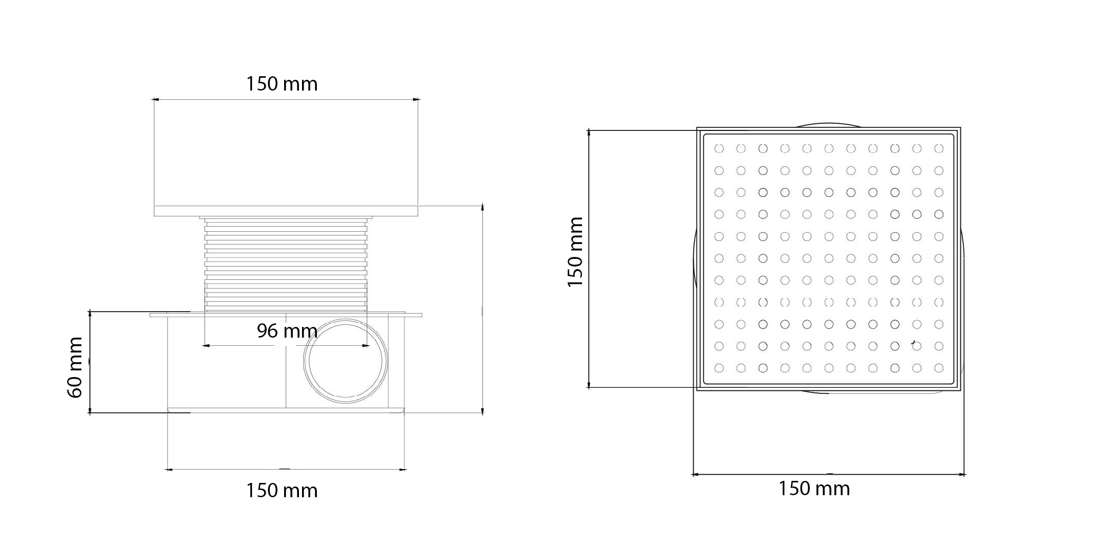 Душевой трап SMART DESIGN 15x15 cm, нерж.сталь ХРОМ