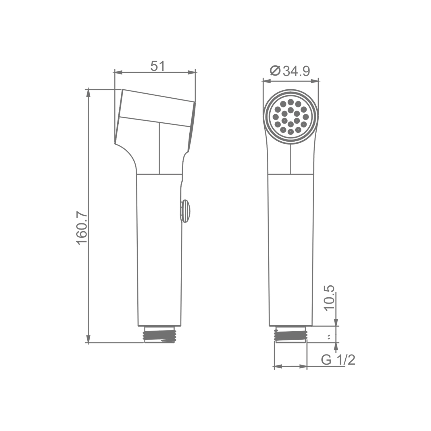 Лейка для гигиенического душа Raglo R460.05 с клавишей регулировки воды пластик/силикон, хром