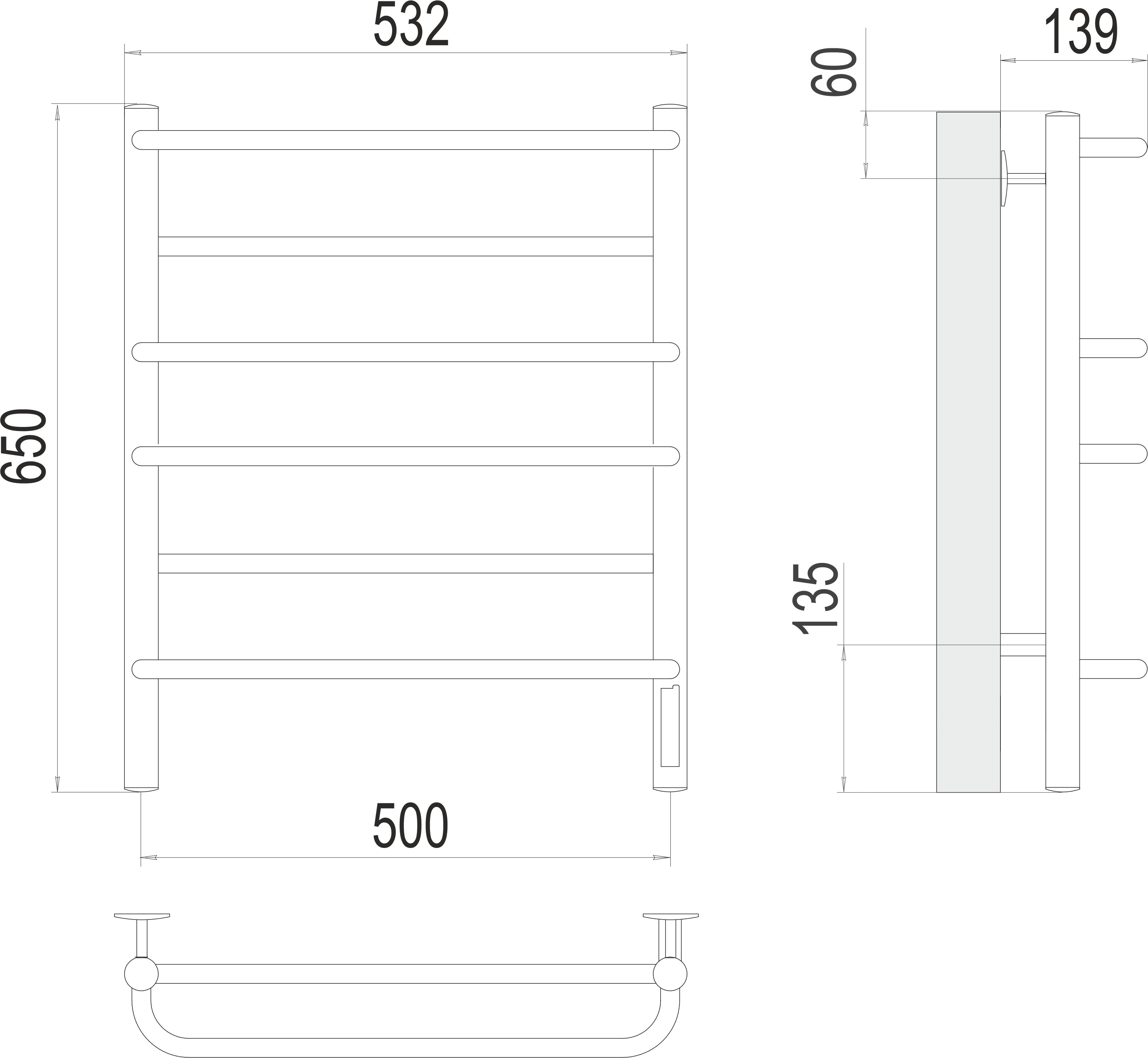 Полотенцесушитель Евромикс П6 500х650