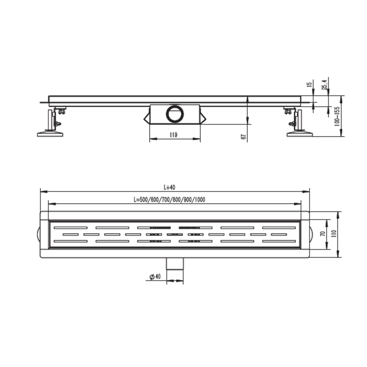 Душевой трап Raglo R650.70.05 700мм, нержавеющая сталь, сатин