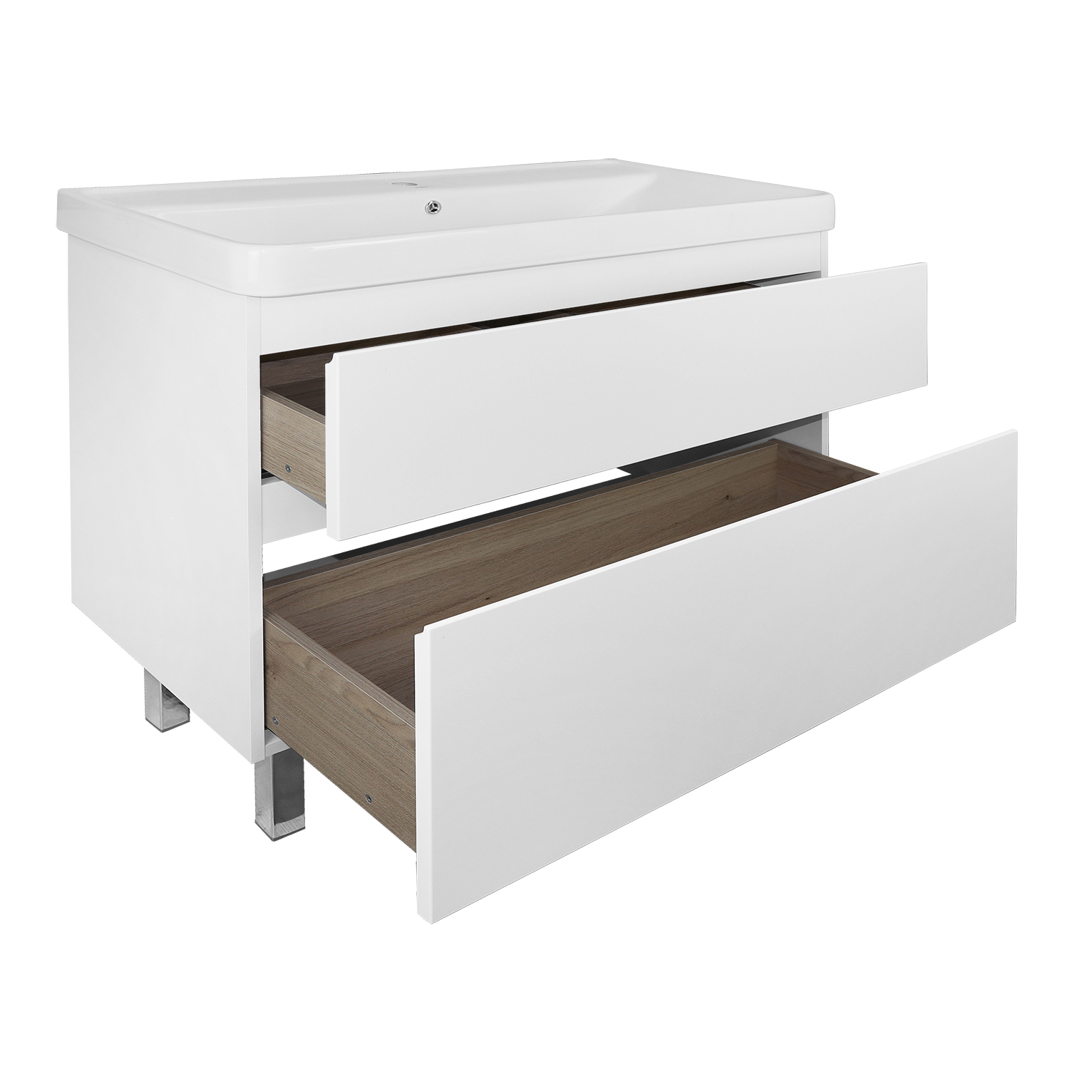 Комплект Тумба Azario Мила 100 Н 1000х470х860 напольная, с раковиной Monte 100, белый () CS00089954