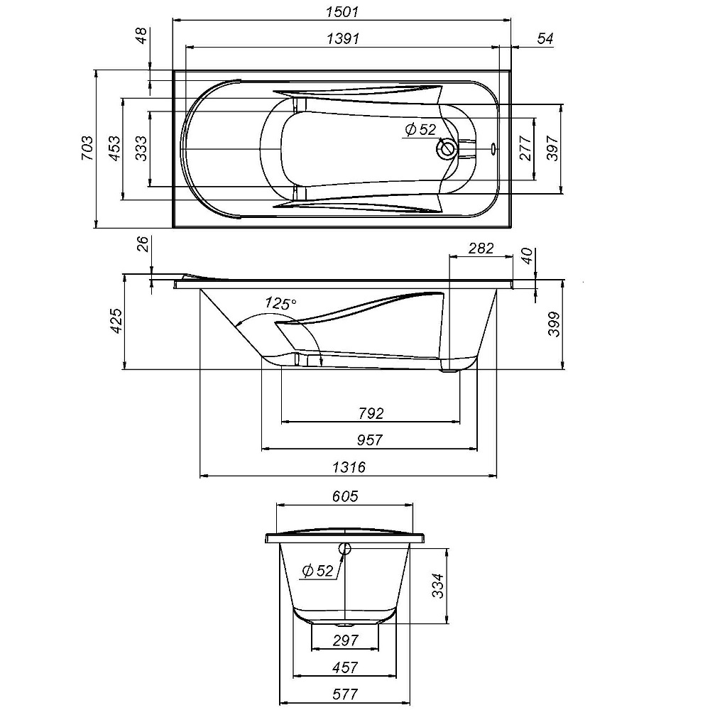 W76A-150-070W-R Sense New, каркас в комплекте с монтажным набором 150х70
