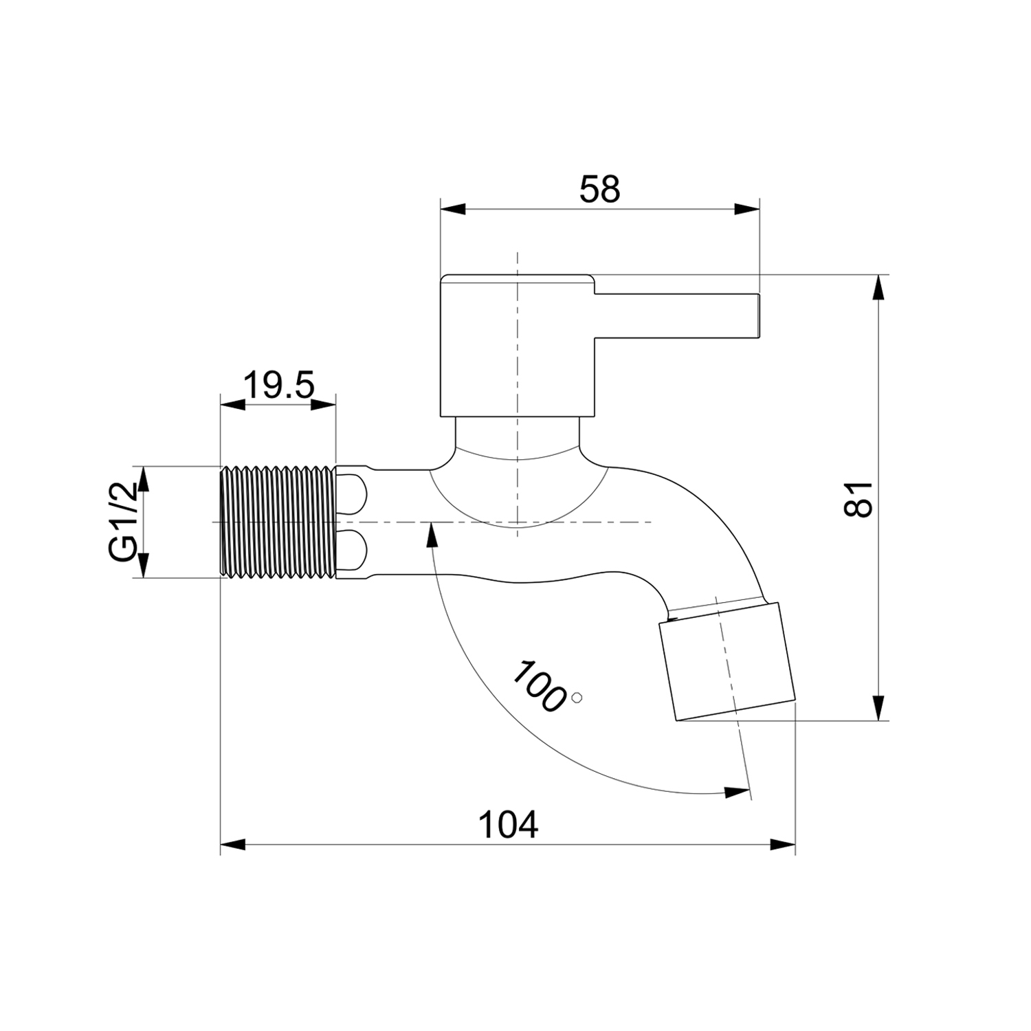 Кран Splenka S249.71 для бани и сауны угловой , сатин