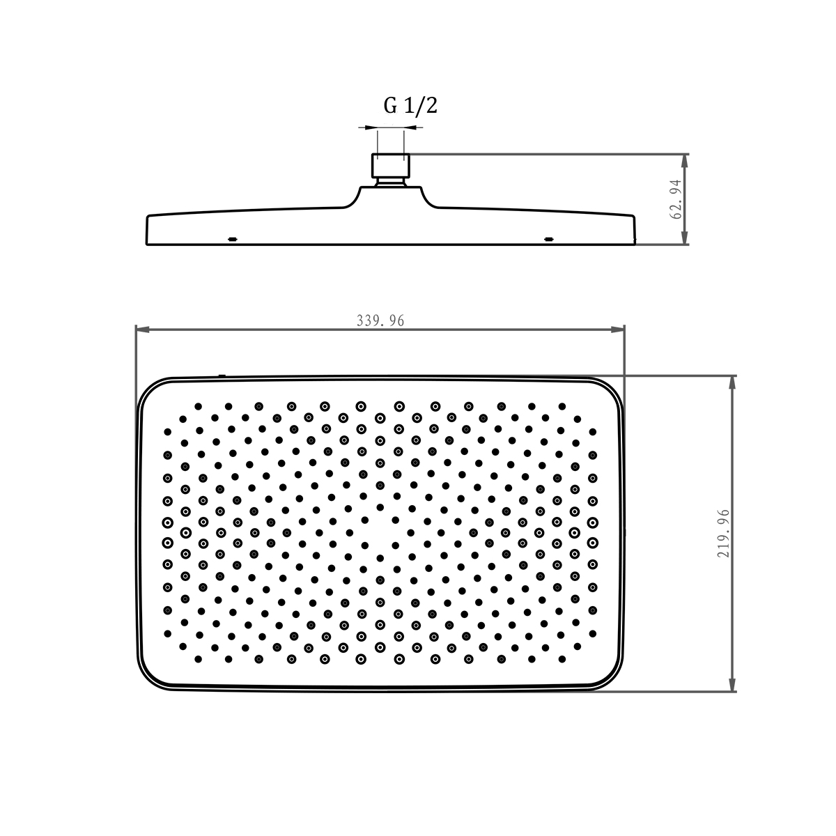 Лейка душевая верхняя Raglo R451.52 тропический душ 340*220мм пластик/силикон, хром