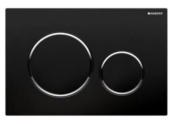 Клавиша смыва Geberit Sigma 20 черная с хром глянцевой оправой 115.882.KM.1