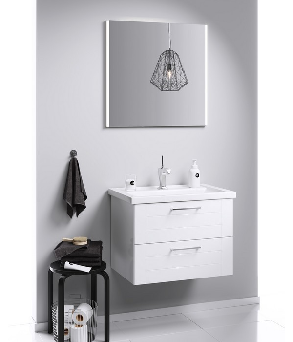 Подвесная тумба в белом глянцевом цвете с двумя ящиками