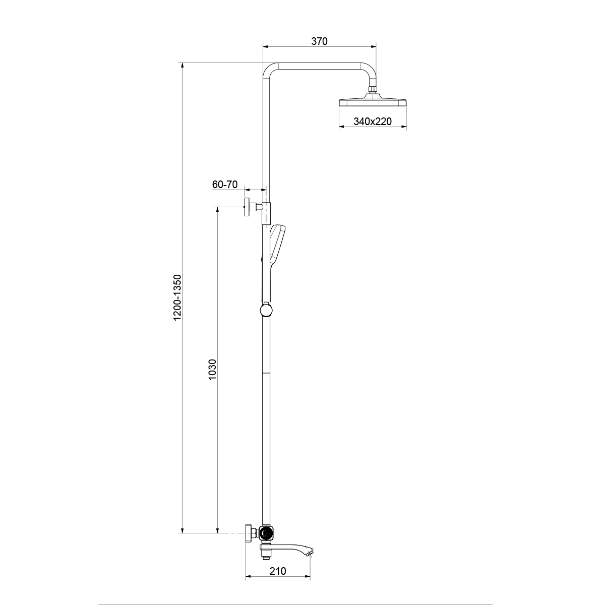 Душевая система Raglo для ванны и душа с термостатом излив поворотный 15 см, графит R01.26.09