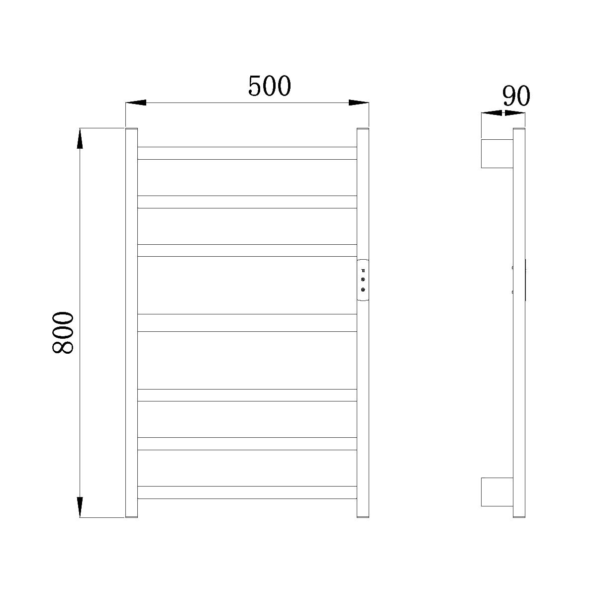 Полотенцесушитель электрический RAGLO R350.07.09 настенный сенсорный с терморегулятором , графит