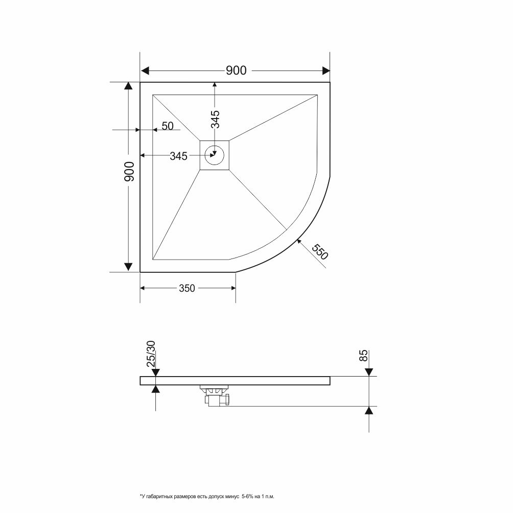 Душевой поддон полукруглый RGW ST/R-Tr Терракот 900x900