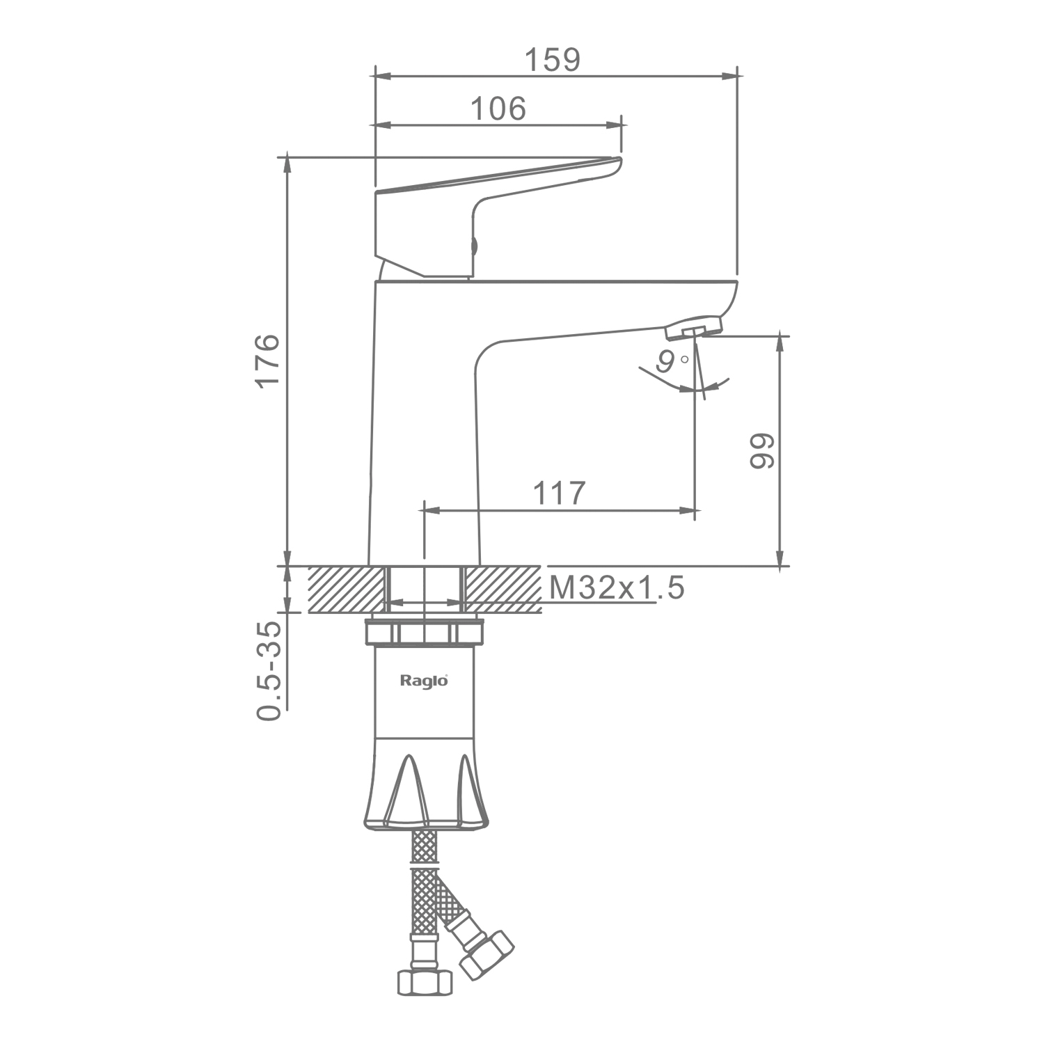 Смеситель Raglo для раковины монолитный, черный R31.10.06