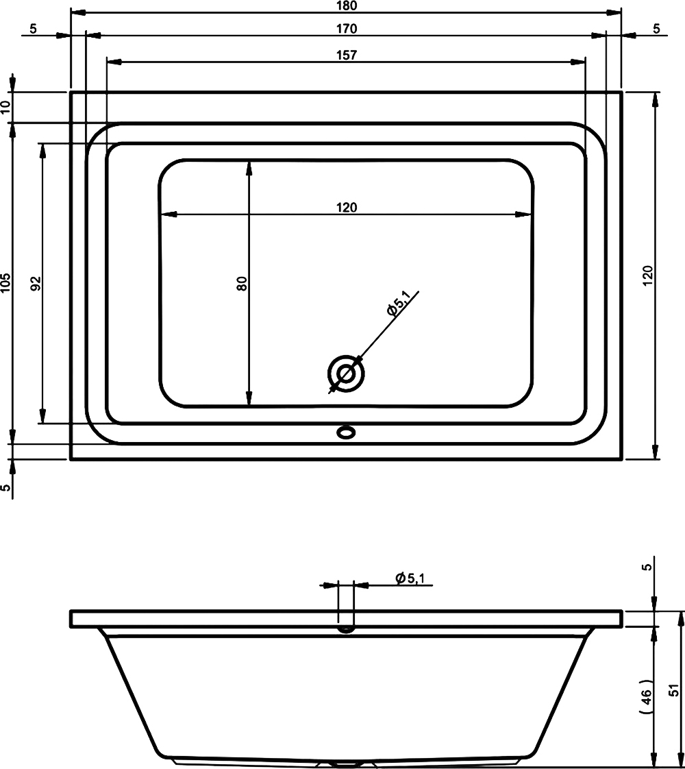 Акриловая ванна RIHO CASTELLO 180x120, B064001005