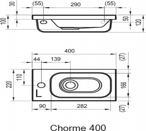 Раковина Ravak Chrome 400, белая () XJGP1100000 в магазинах СантехГид