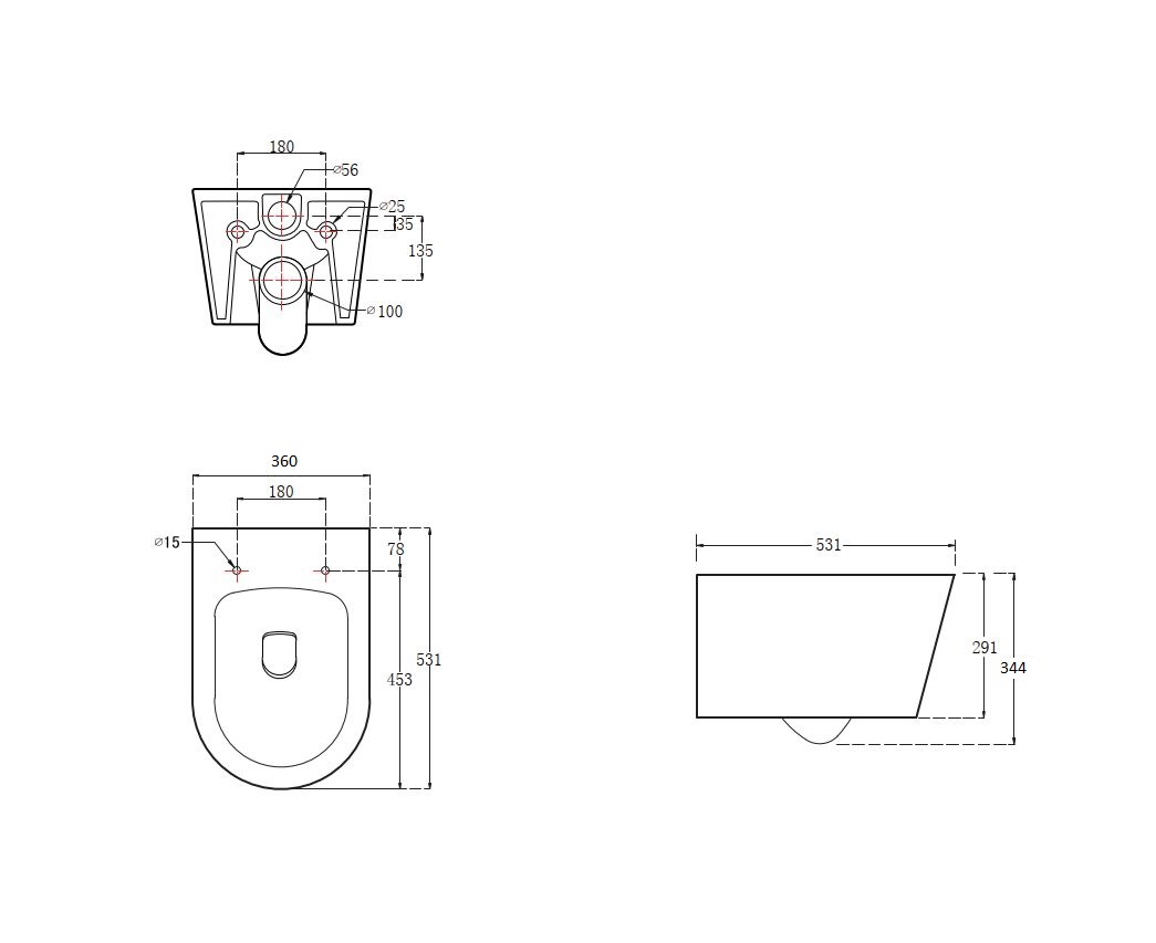 Унитаз подвесной безободковый Aquatek ОБЕРОН , 531*360*344 мм, смыв TORNADO, горизонтальный выпуск, тонкое сиденье с механизмом плавного закрывания, крепеж AQ1365T-00