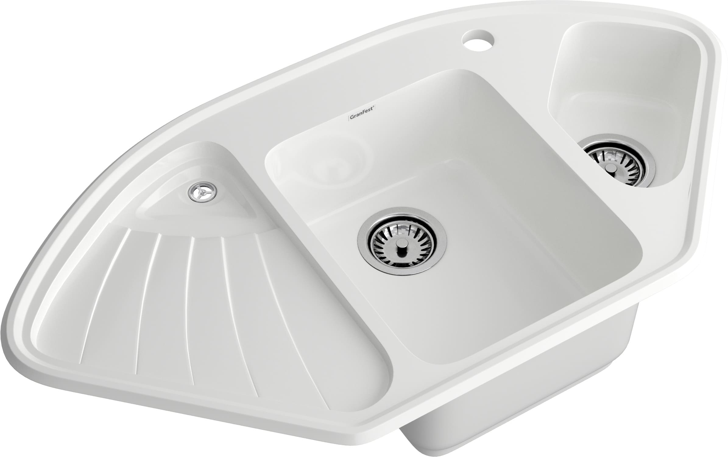 GRANFEST Мойка композит CORNER  GF-C--1040E угловая 1039*560мм   иней арт.GF-