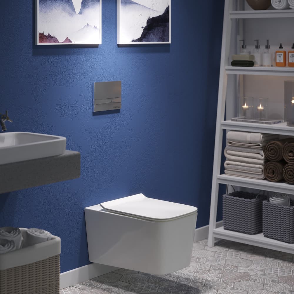 Унитаз BERGES подвесной FLOE 55 см, сиденье дюропласт Floe Slim SO, микролифт, быстросъем