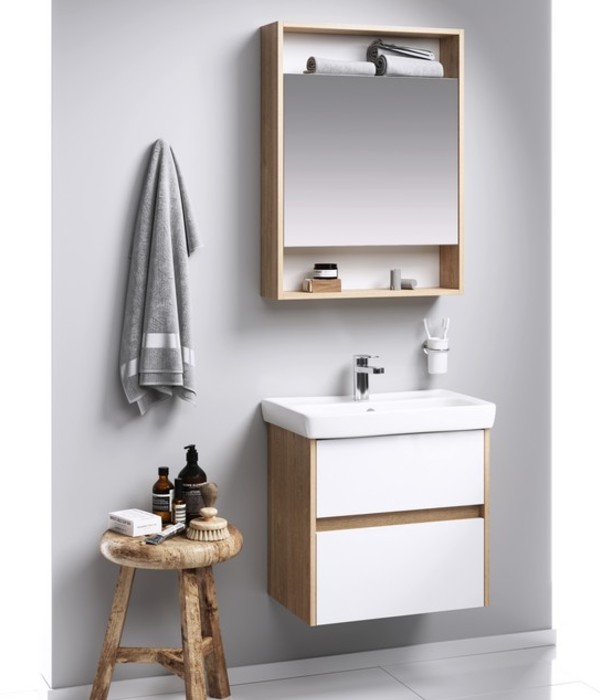 Подвесная тумба в цвете дуб балтийский с двумя ящиками