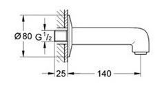Излив для ванны BauClassic, настенный, хром 13258000