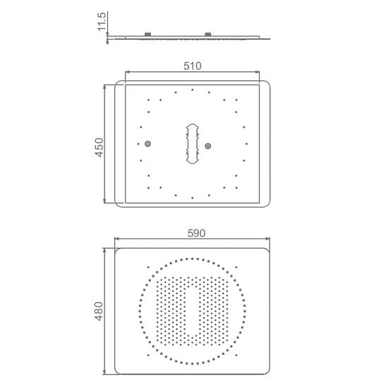 Потолочный тропический душ 590*480мм(нерж) 2-режима RAGLO R452.03