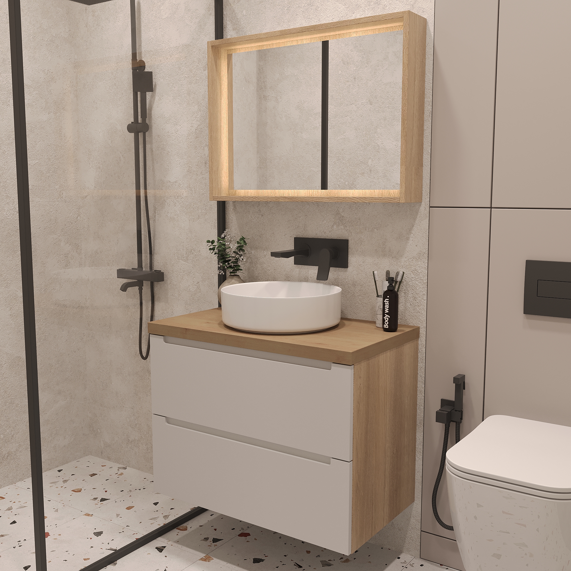 Полка с зеркалом Парма, Дуб 60 