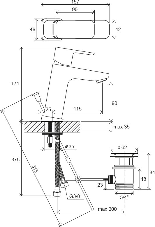 Смеситель для умывальника Ravak 10 Free -TD F 013.00 X070128
