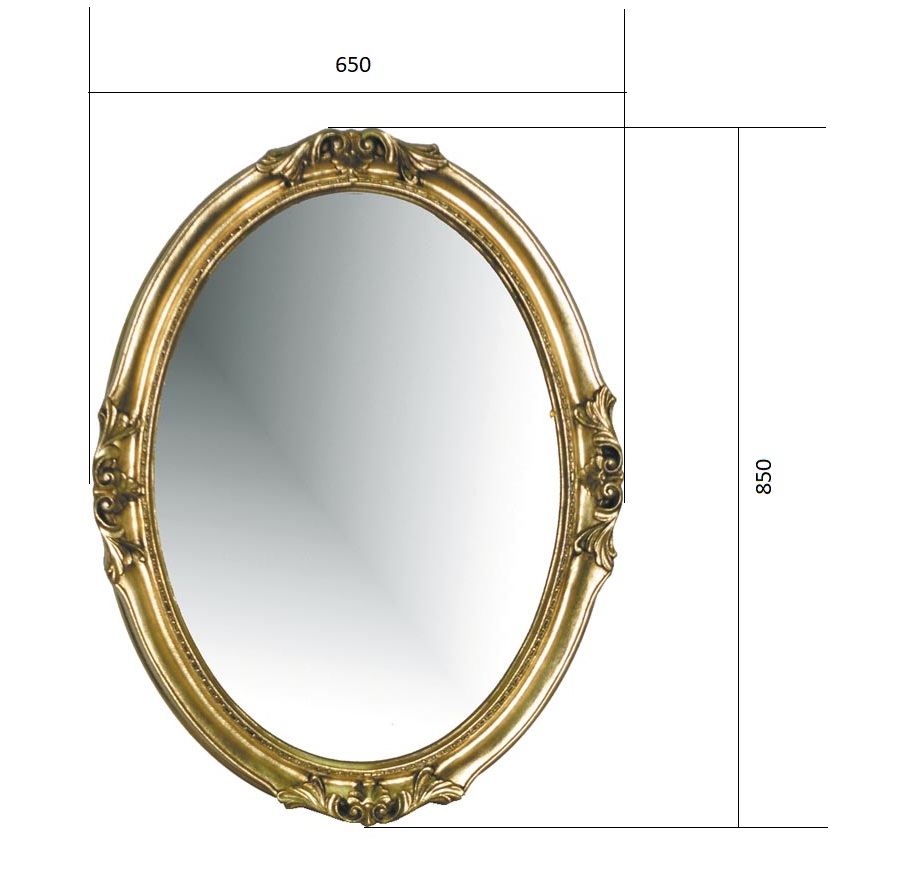 Зеркало овальное, золото, 85х65 (полиуретан) эмаль 
