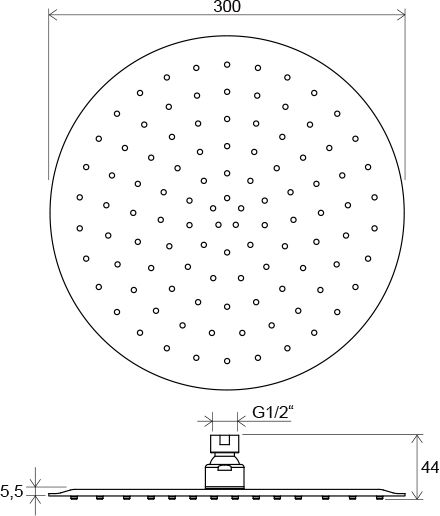 Тропический верхний душ Ravak Slim Chrome 300 мм круглый 984.00 X07P336