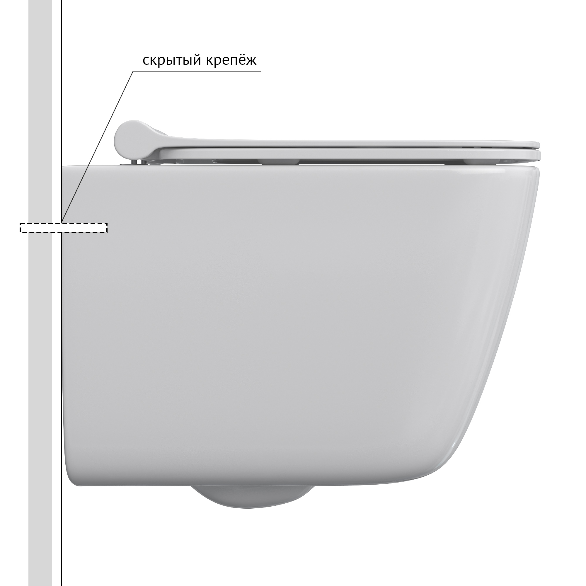 Унитаз BERGES подвесной QUATTRO S 49 см, сиденье дюропласт Quattro Strati Slim SO, микролифт, быстросъём