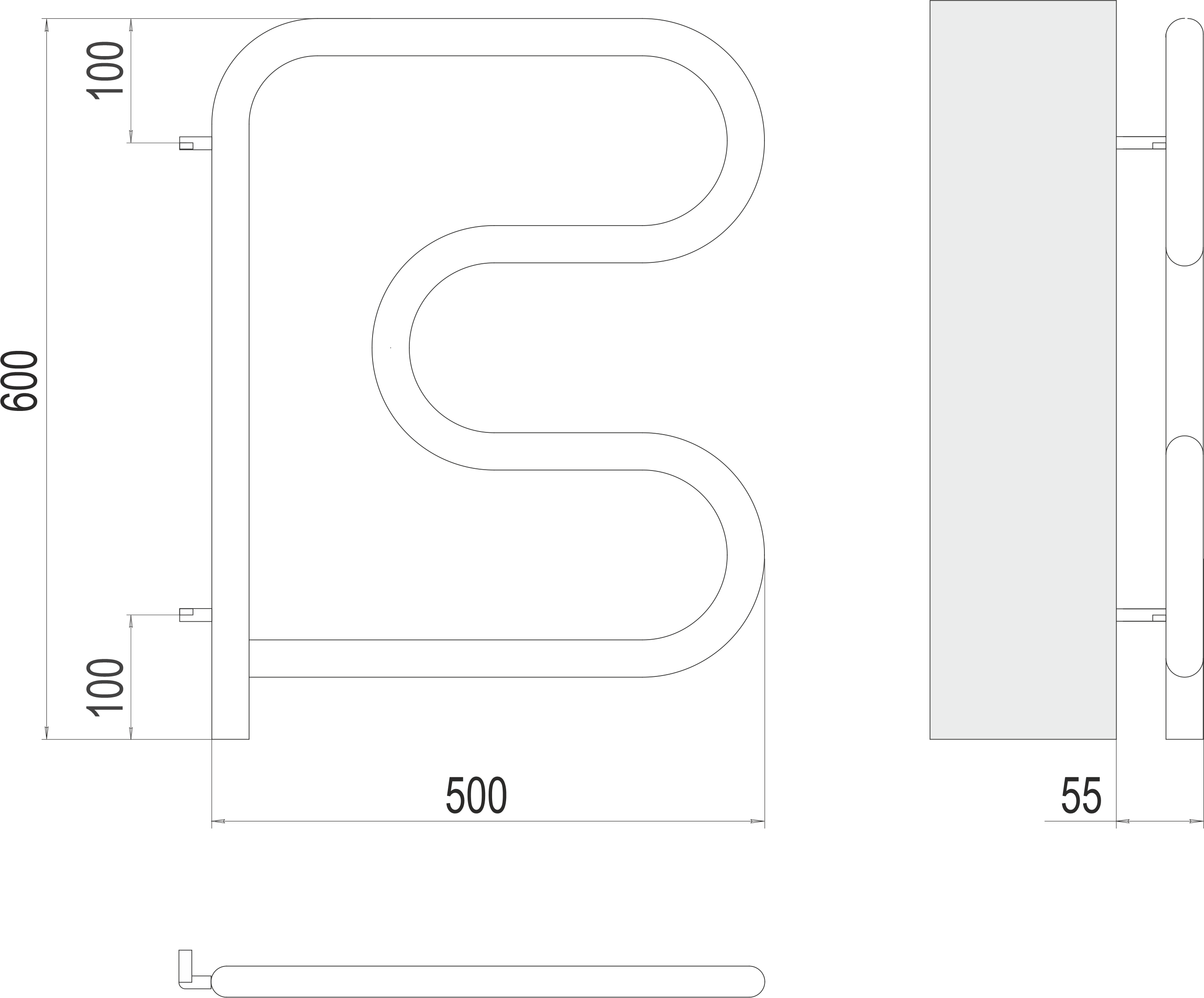 Полотенцесушитель TERMINUS F-образные 500х500 поворотный