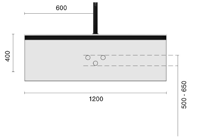 Тумба WILLOW профиль ANTHRACITE + внур. подсв.