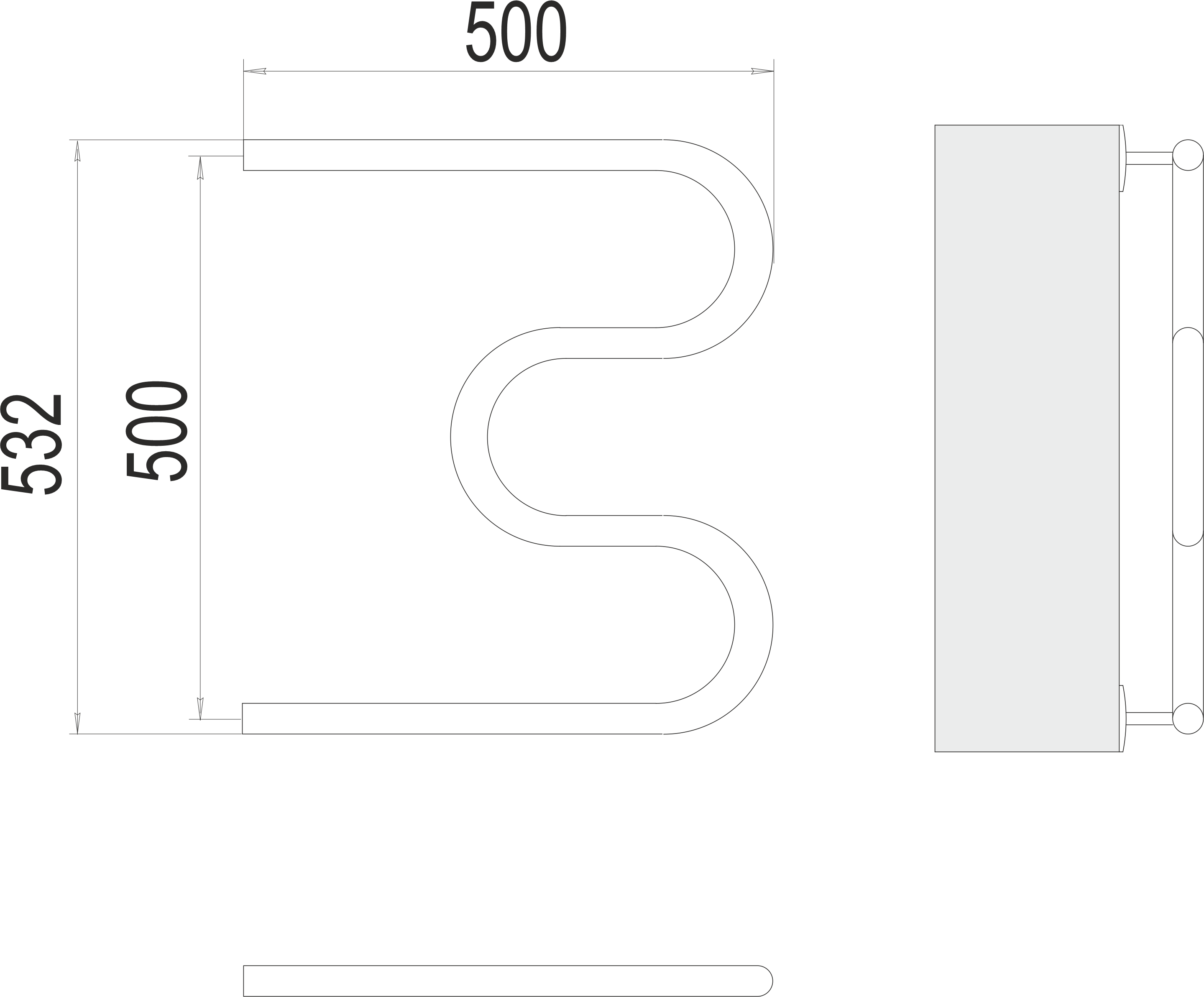 Полотенцесушитель М-образный 32 (1") 500х500