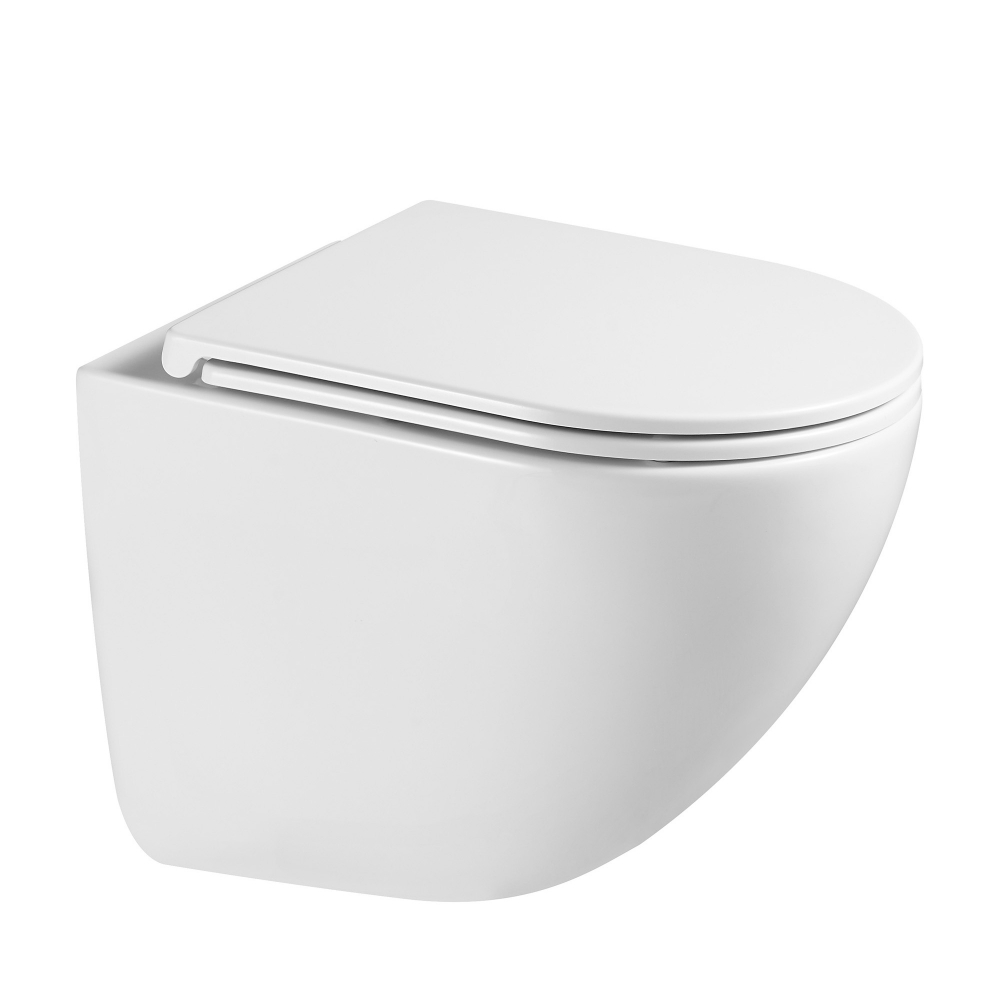 Комплект подвесной унитаз ABBER Bequem AC1131TC белый, с закрытым дном с инсталляцией AC0105 и кнопкой AC0120MW белая матовая